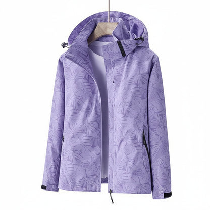 Dames Outdoor Jacket met Capuchon en Bladprint