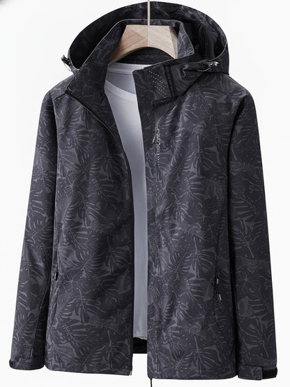Dames Outdoor Jacket met Capuchon en Bladprint Ritssluiting