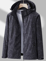 Dames Outdoor Jacket met Capuchon en Bladprint Ritssluiting