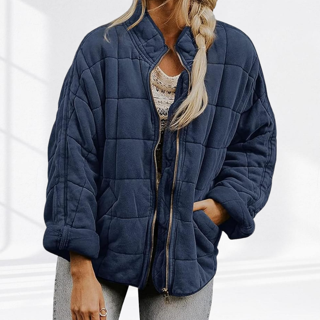 Dames Oversized Gewatteerde Bomberjack met Staande Kraag