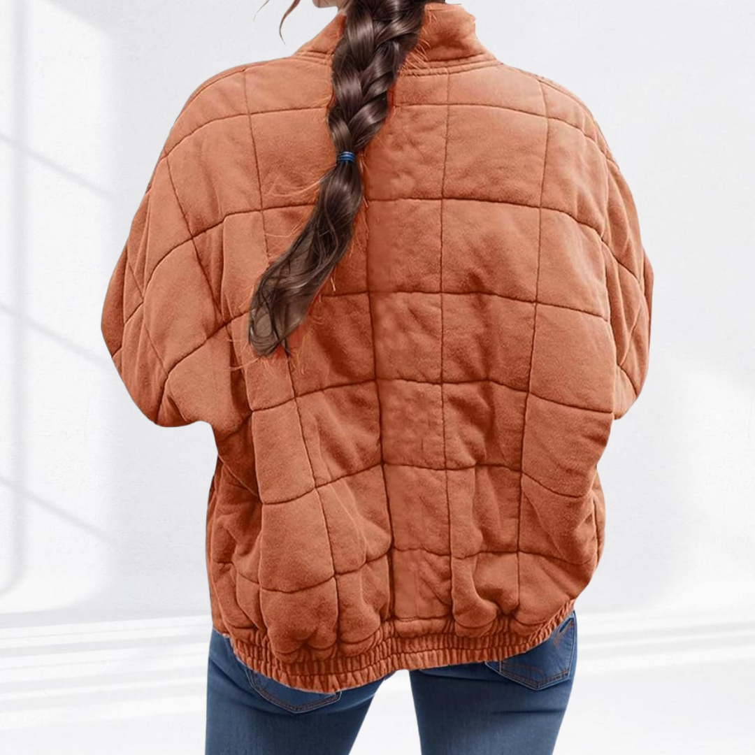 Dames Oversized Gewatteerde Bomberjack met Staande Kraag