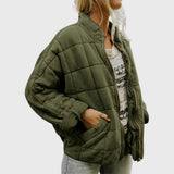Dames Oversized Gewatteerde Bomberjack met Staande Kraag