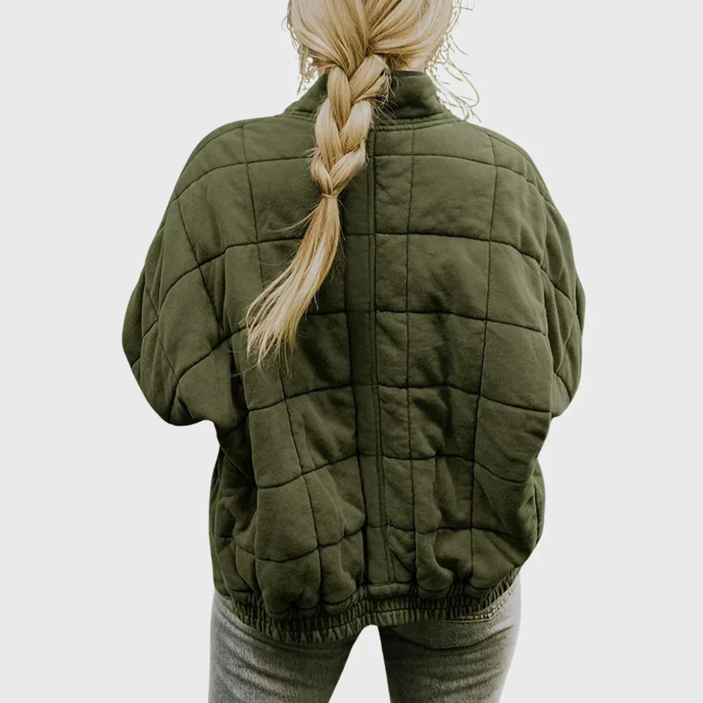 Dames Oversized Gewatteerde Bomberjack met Staande Kraag