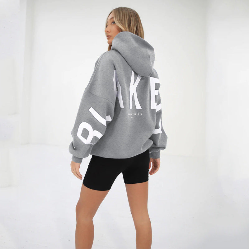 Dames Oversized Hoodie met Capuchon en Grote Letterprint Grijs