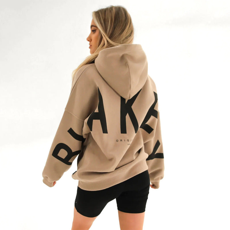 Dames Oversized Hoodie met Capuchon en Grote Letterprint Kaki