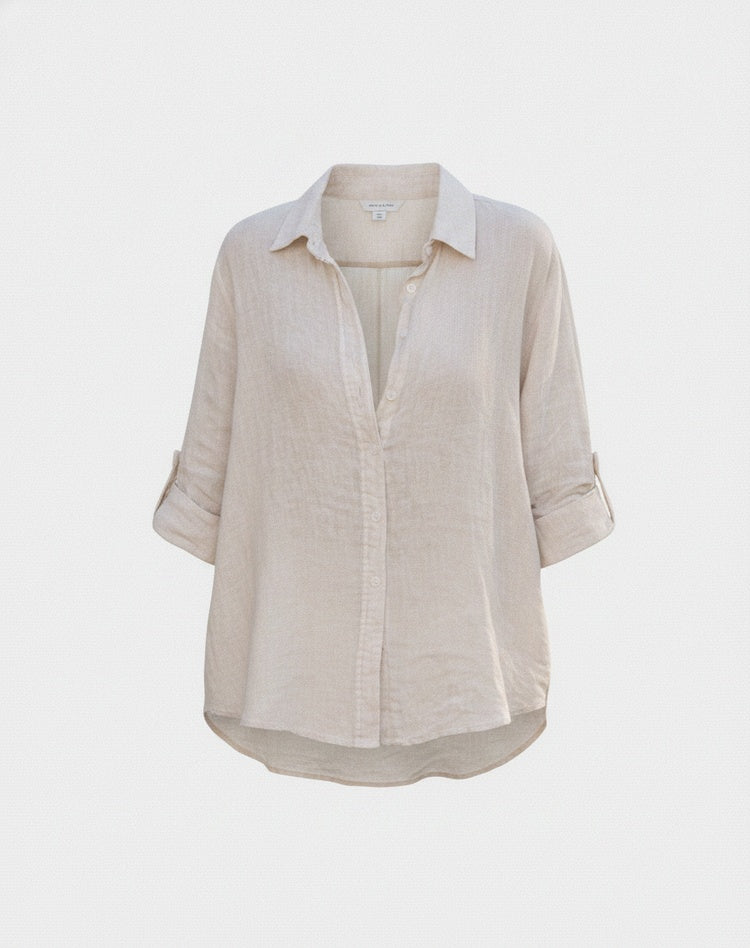 Dames Oversized Shirt met Lange Mouwen en Klassieke Kraag