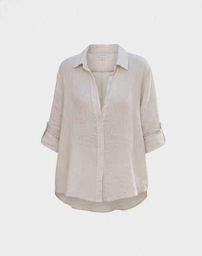 Dames Oversized Shirt met Lange Mouwen en Klassieke Kraag
