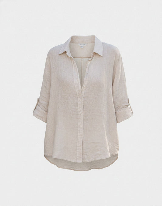 Dames Oversized Shirt met Lange Mouwen en Klassieke Kraag