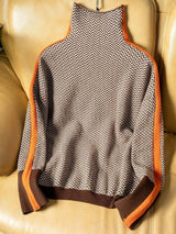 Dames Oversized Sweater met Col en Visgraatpatroon