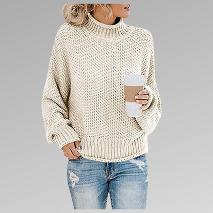 Dames Oversized Sweater met Coltrui en Lange Mouw Wit