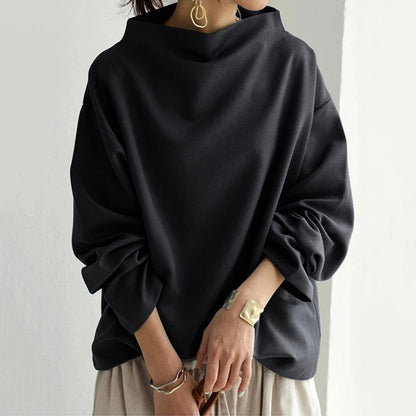 Dames Oversized Sweater met Hoge Kraag en Drop Shoulders