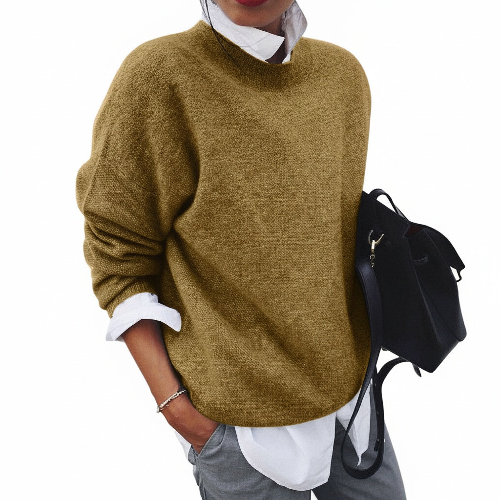 Dames Oversized Sweater met Ronde Hals en Lange Mouwen