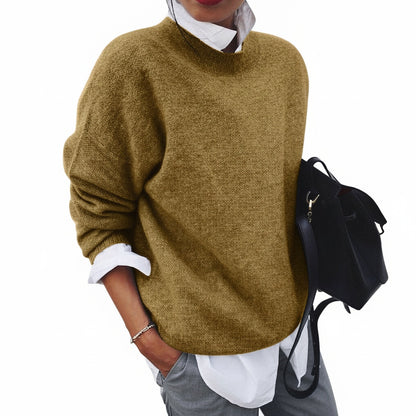 Dames Oversized Sweater met Ronde Hals en Lange Mouwen