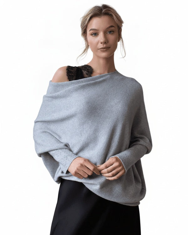 Dames Oversized Sweater met Sloophals en Vleermuismouwen