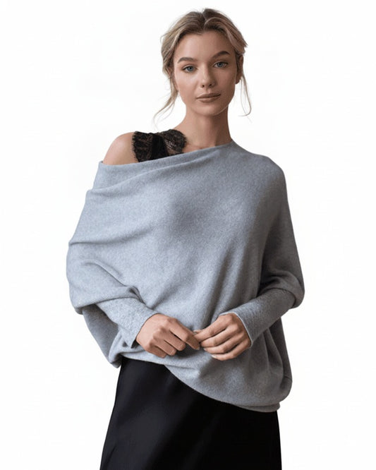 Dames Oversized Sweater met Sloophals en Vleermuismouwen