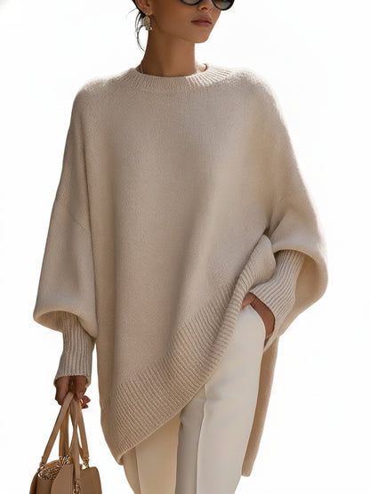 Dames Oversized Sweater met Vleermuismouw en Ronde Hals