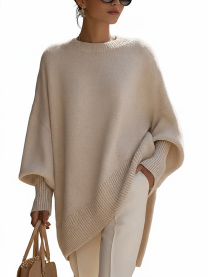 Dames Oversized Sweater met Vleermuismouw en Ronde Hals