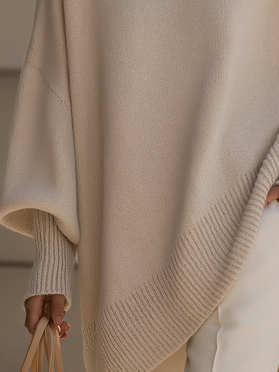 Dames Oversized Sweater met Vleermuismouw en Ronde Hals