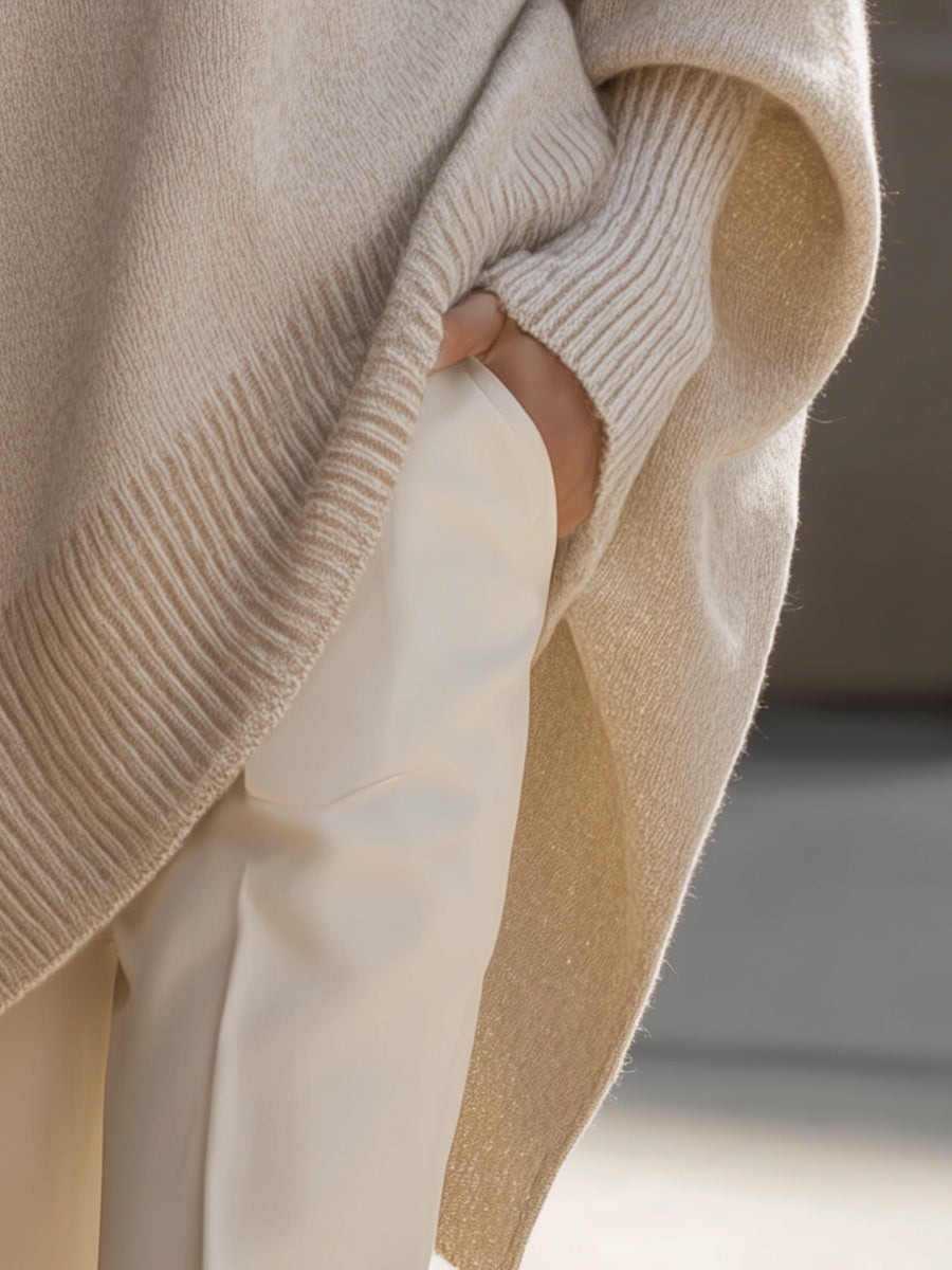Dames Oversized Sweater met Vleermuismouw en Ronde Hals