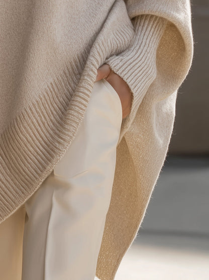 Dames Oversized Sweater met Vleermuismouw en Ronde Hals