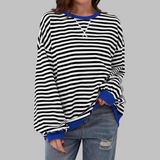 Dames Oversized Sweatshirt met Ronde Hals en Streeppatroon