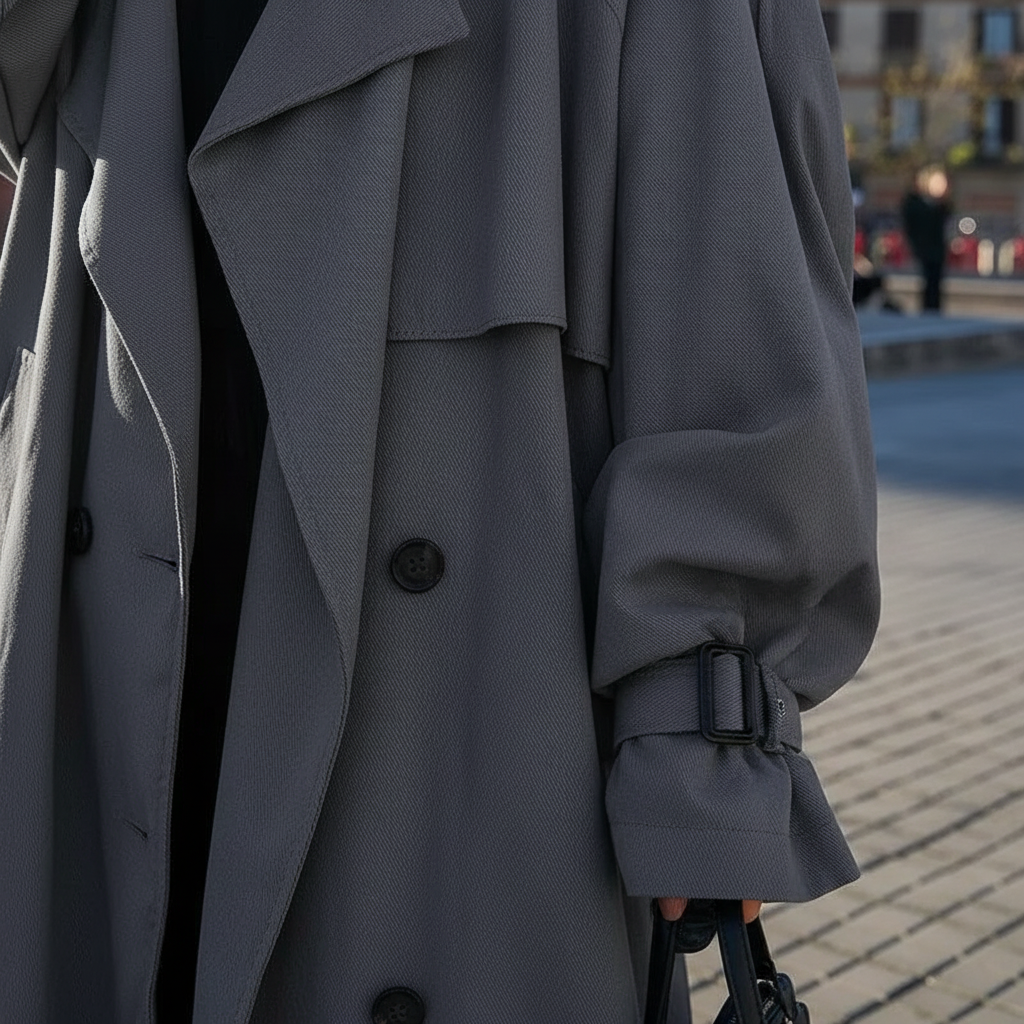 Dames Oversized Trenchcoat met Dubbele Knopenrij en Schouderklepjes