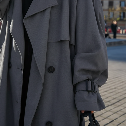 Dames Oversized Trenchcoat met Dubbele Knopenrij en Schouderklepjes