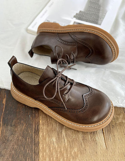 Dames Oxford Schoenen met Brede Vierkante Neus en Brogue Details