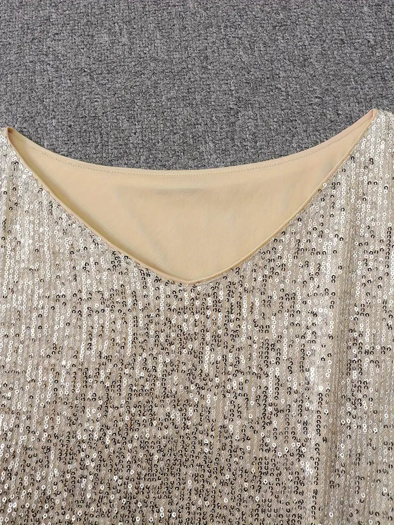 Dames Pailletten Mini-jurk met Off-Shoulder Hals en Vleermuismouwen