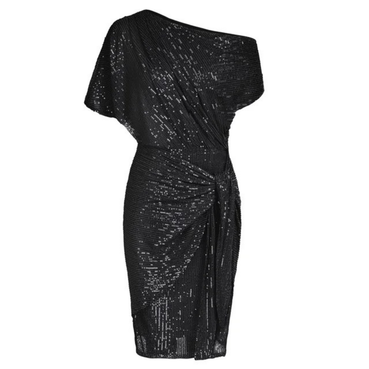 Dames Paillettenjurk met Asymmetrische Hals en Wikkellook
