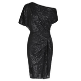 Dames Paillettenjurk met Asymmetrische Hals en Wikkellook