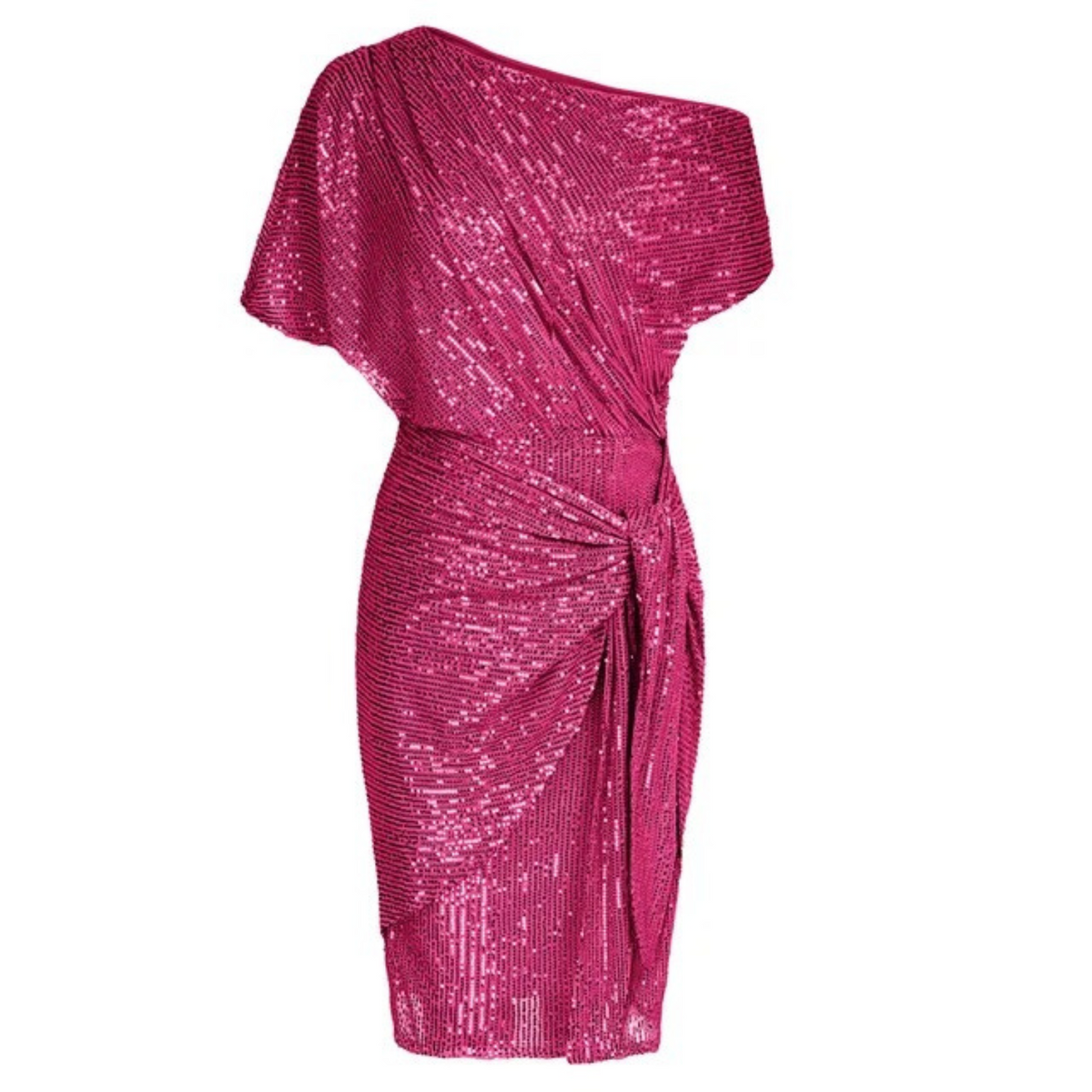 Dames Paillettenjurk met Asymmetrische Hals en Wikkellook