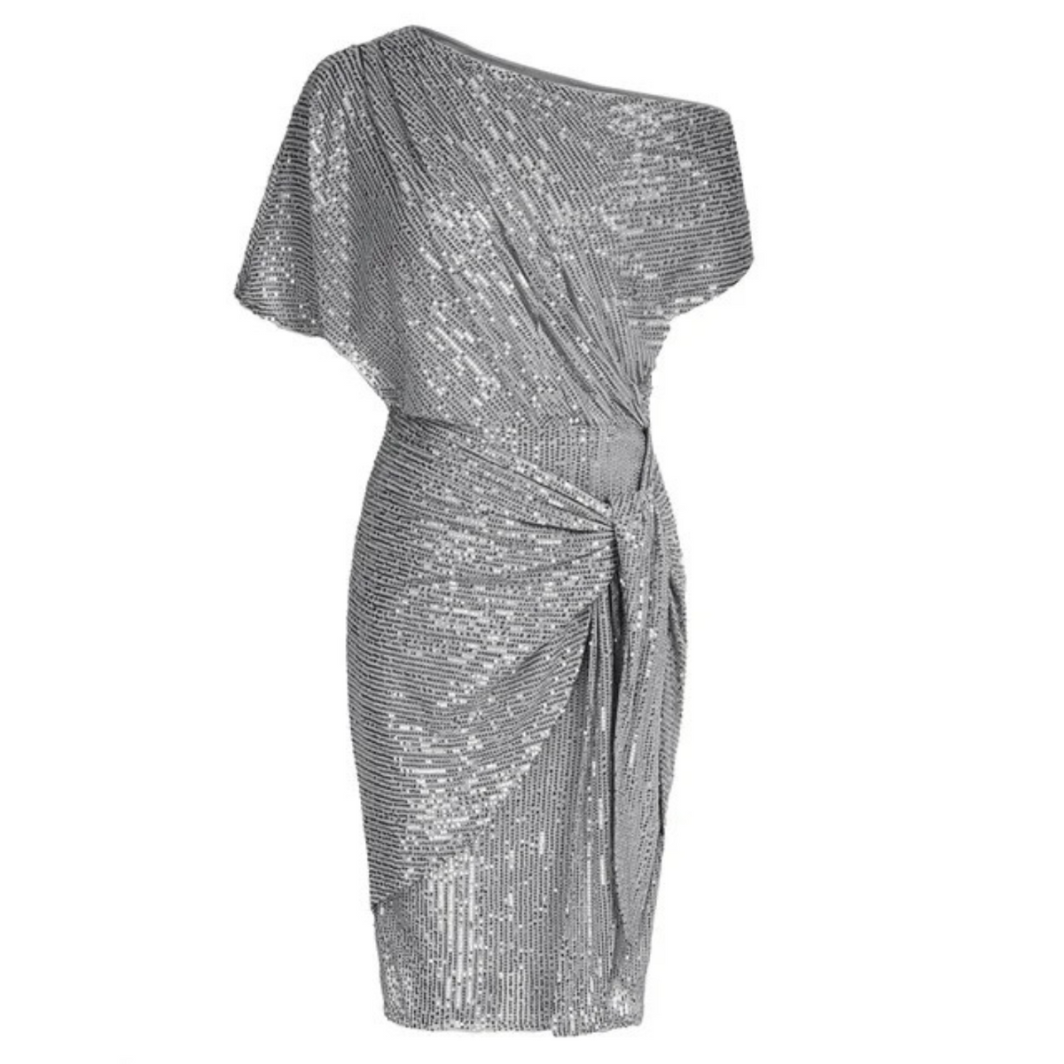Dames Paillettenjurk met Asymmetrische Hals en Wikkellook