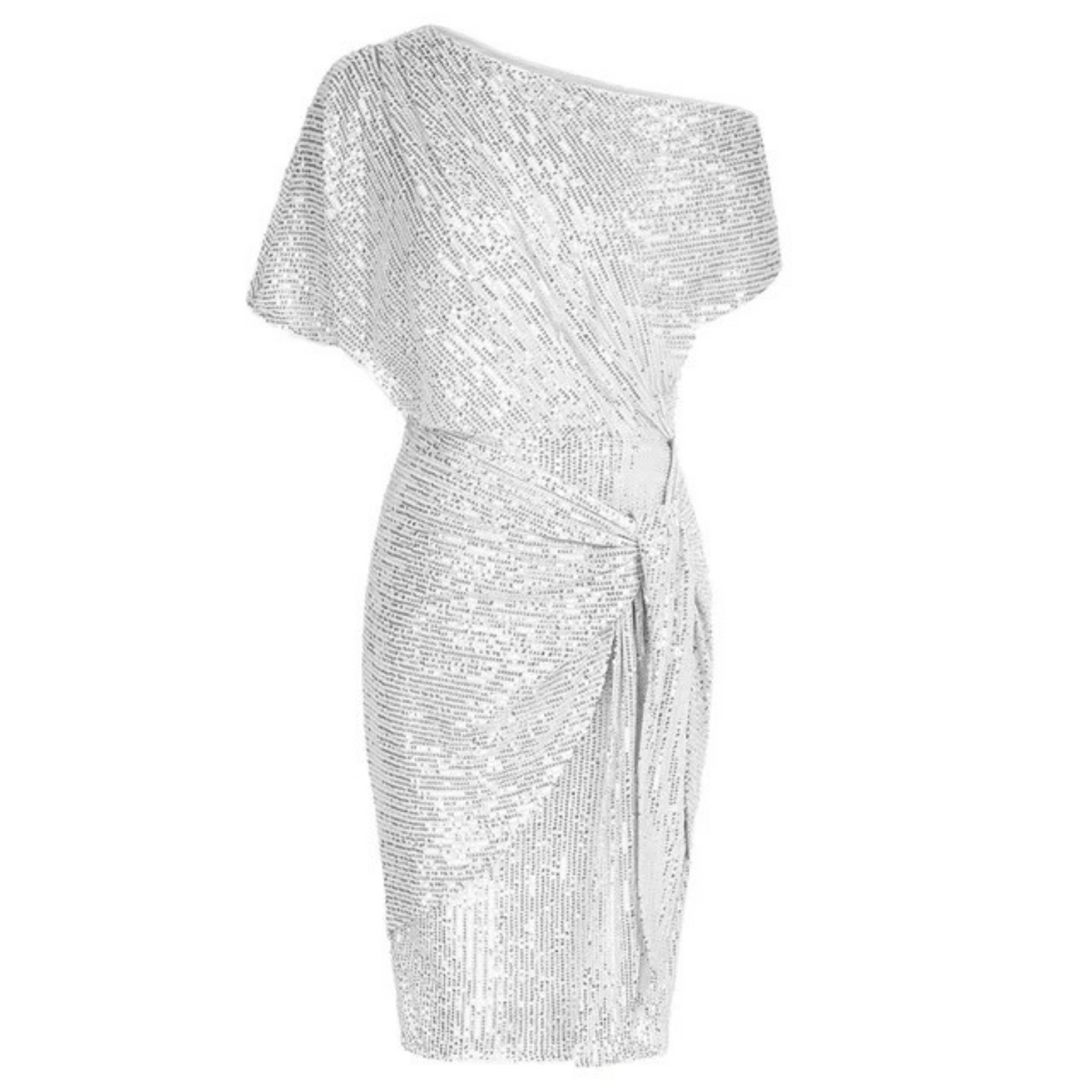 Dames Paillettenjurk met Asymmetrische Hals en Wikkellook