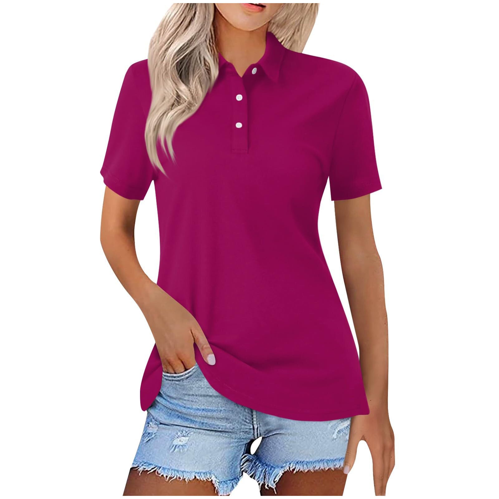 Dames Polo met Korte Mouw en Polokraag Slim Fit Paars