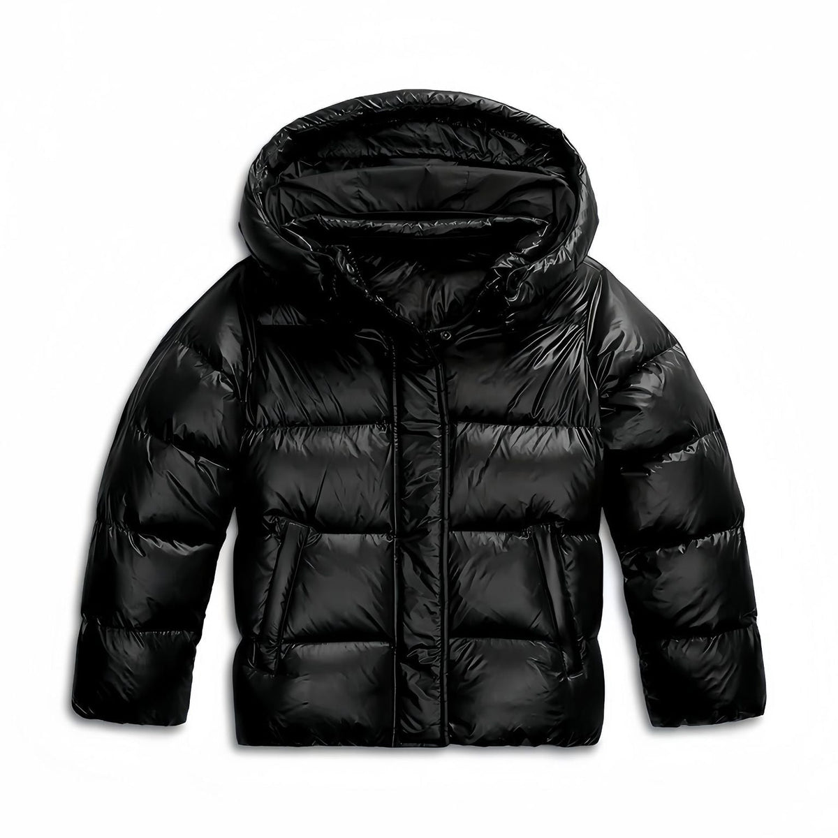Dames Puffer Jacket met Capuchon, Ritssluiting en Zijzakken