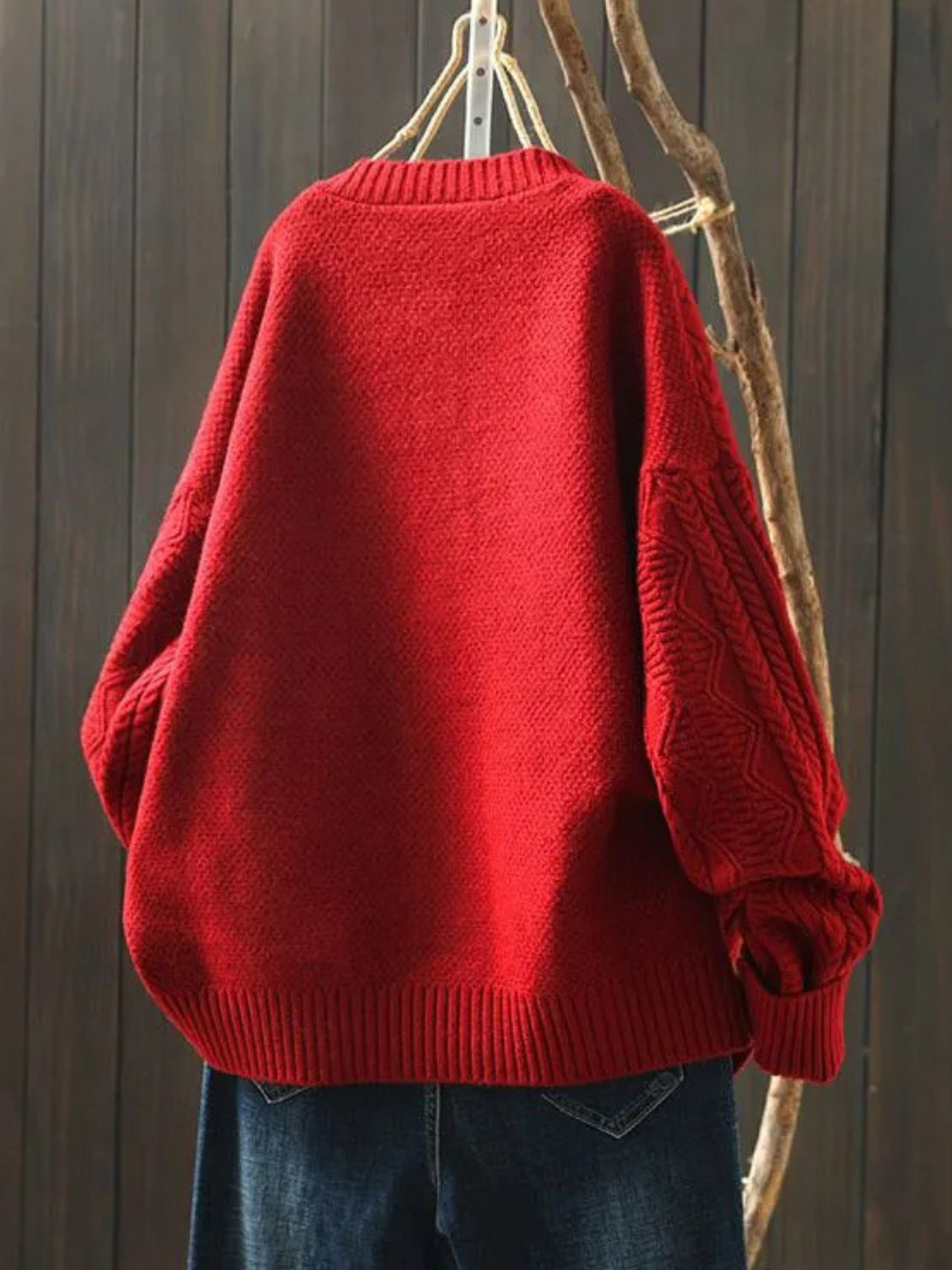 Dames Relaxed Fit Gebreide Cardigan met Ronde Hals