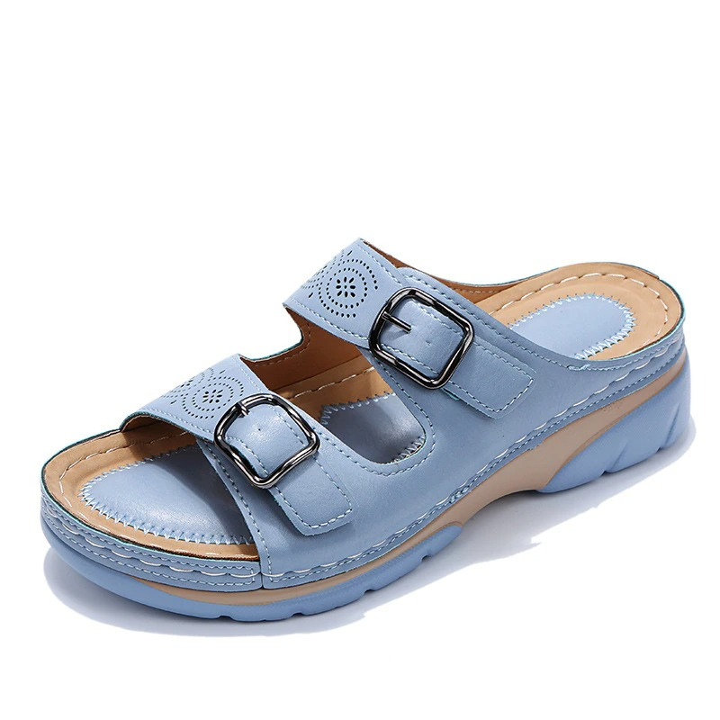 Dames Sandalen met Dubbele Gesp en Plateauzool