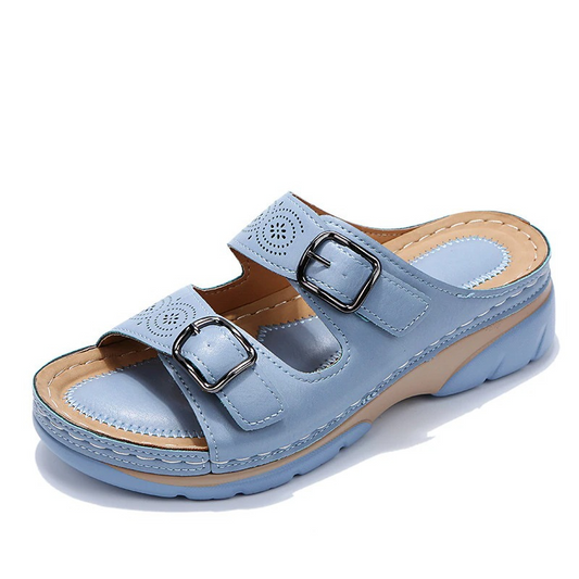 Dames Sandalen met Dubbele Gesp en Plateauzool