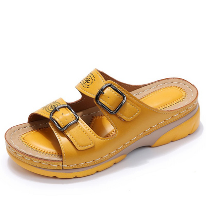 Dames Sandalen met Dubbele Gesp en Plateauzool