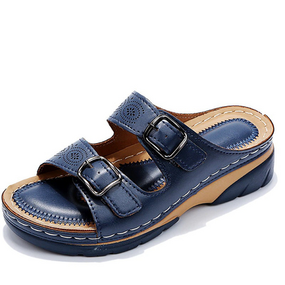 Dames Sandalen met Dubbele Gesp en Plateauzool