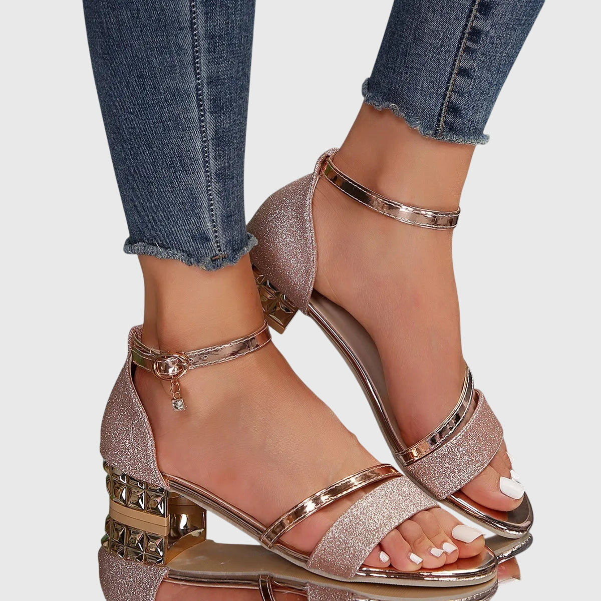 Dames Sandalen met Enkelband en Blokhak