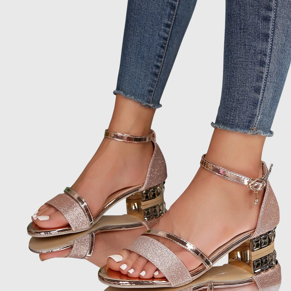 Dames Sandalen met Enkelband en Blokhak