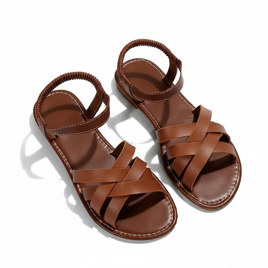 Dames Sandalen met Gekruiste Bandjes en Elastische Enkelband