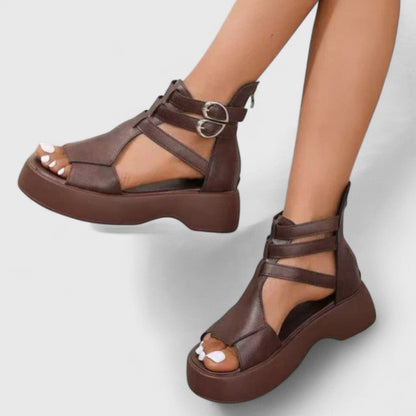 Dames Sandalen met Plateauzool, Open Neus en Enkelbandje