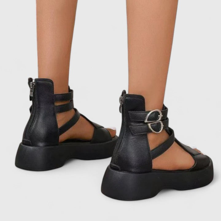 Dames Sandalen met Plateauzool, Open Neus en Enkelbandje