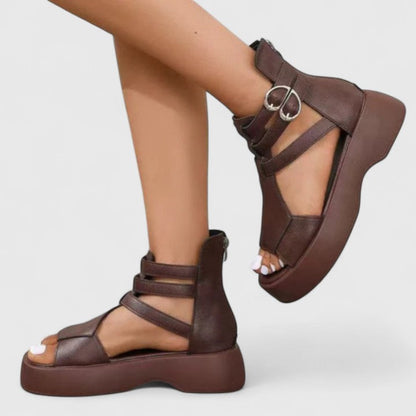 Dames Sandalen met Plateauzool, Open Neus en Enkelbandje