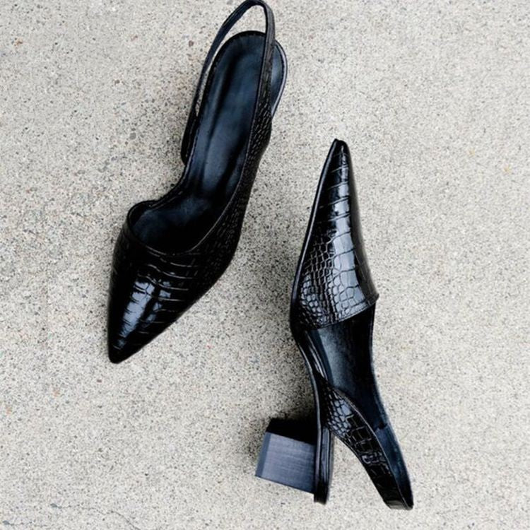 Dames Slingback Pumps met Puntneus en Blokhak