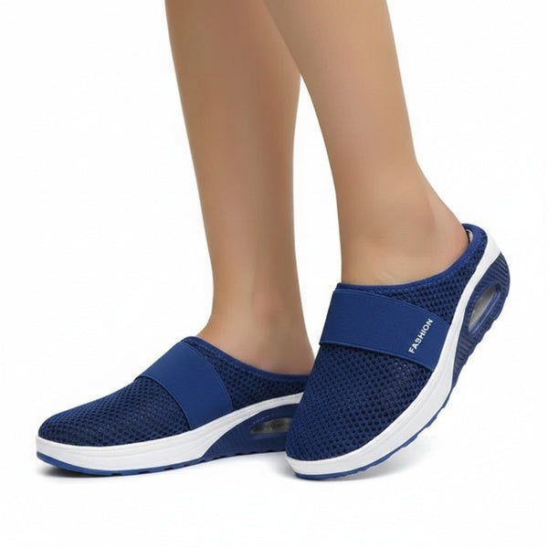 Dames Slip-on Slippers met Gestructureerde Zool en Brede Bandage