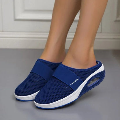 Dames Slip-on Slippers met Gestructureerde Zool en Brede Bandage